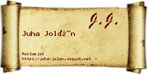 Juha Jolán névjegykártya